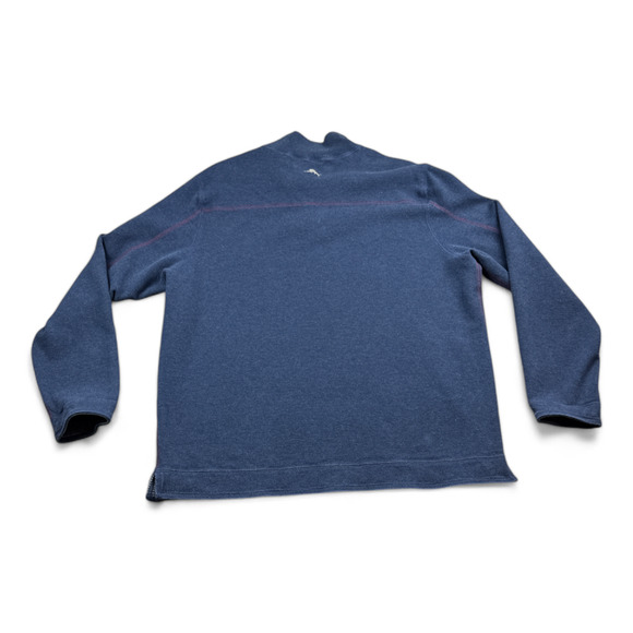 Tommy Bahama Sweater Adult LARGE Blue Gray Reversible Pullover Striped Solid - Picture 9 of 12